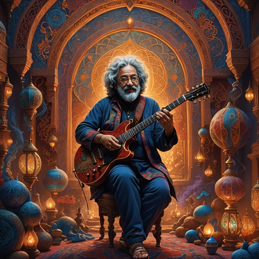 Psychedelic Guitarist in Middle Eastern Fantasy Art