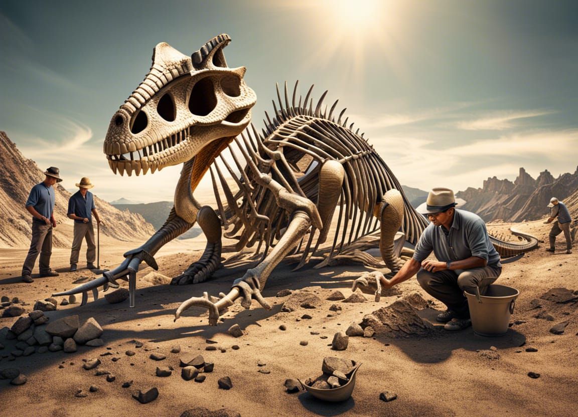 Archeologist Unearths Majestic Dinosaur Skeleton at Dig Site