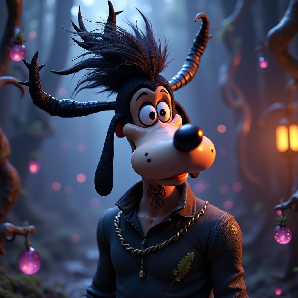 Dark Fantasy Goofy with Poison Ivy Tattoo