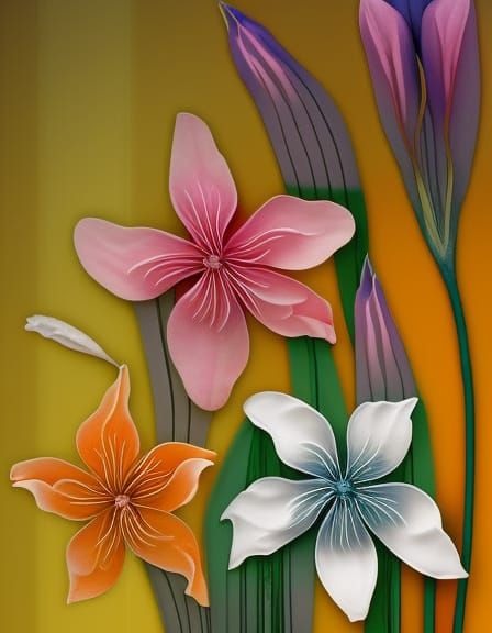 Columbine Flower Collage with Pastel Colors