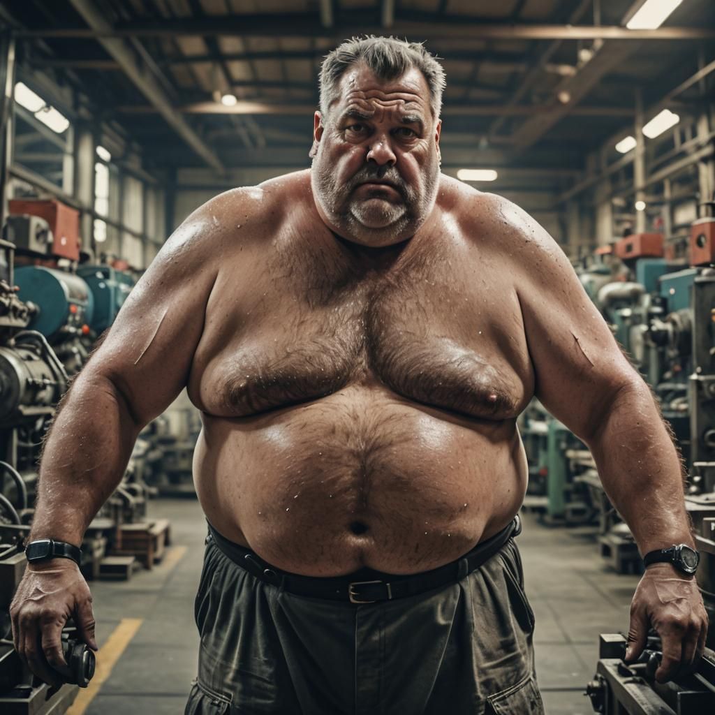 Hyperrealistic Factory Worker in Cinematic Style