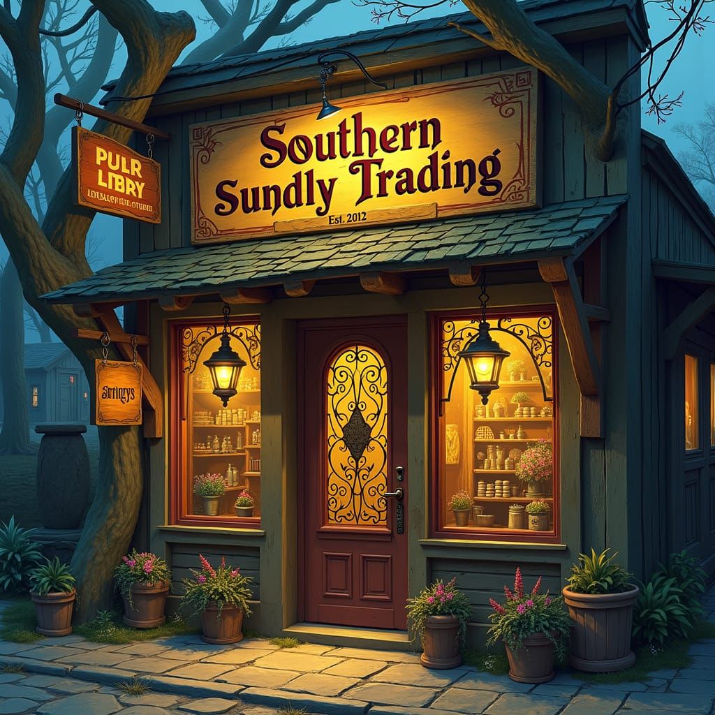 Mystical 19th Century Mercantile Store with Portal