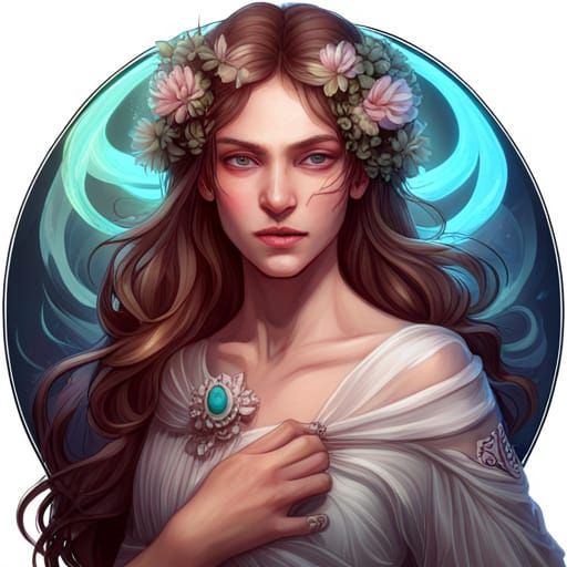 Gorgeous Princess Portrait with Flowing Hair, Detailed Digit...