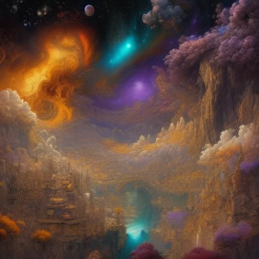 Celestial Being Longing for Earth: Dark Fantasy Art