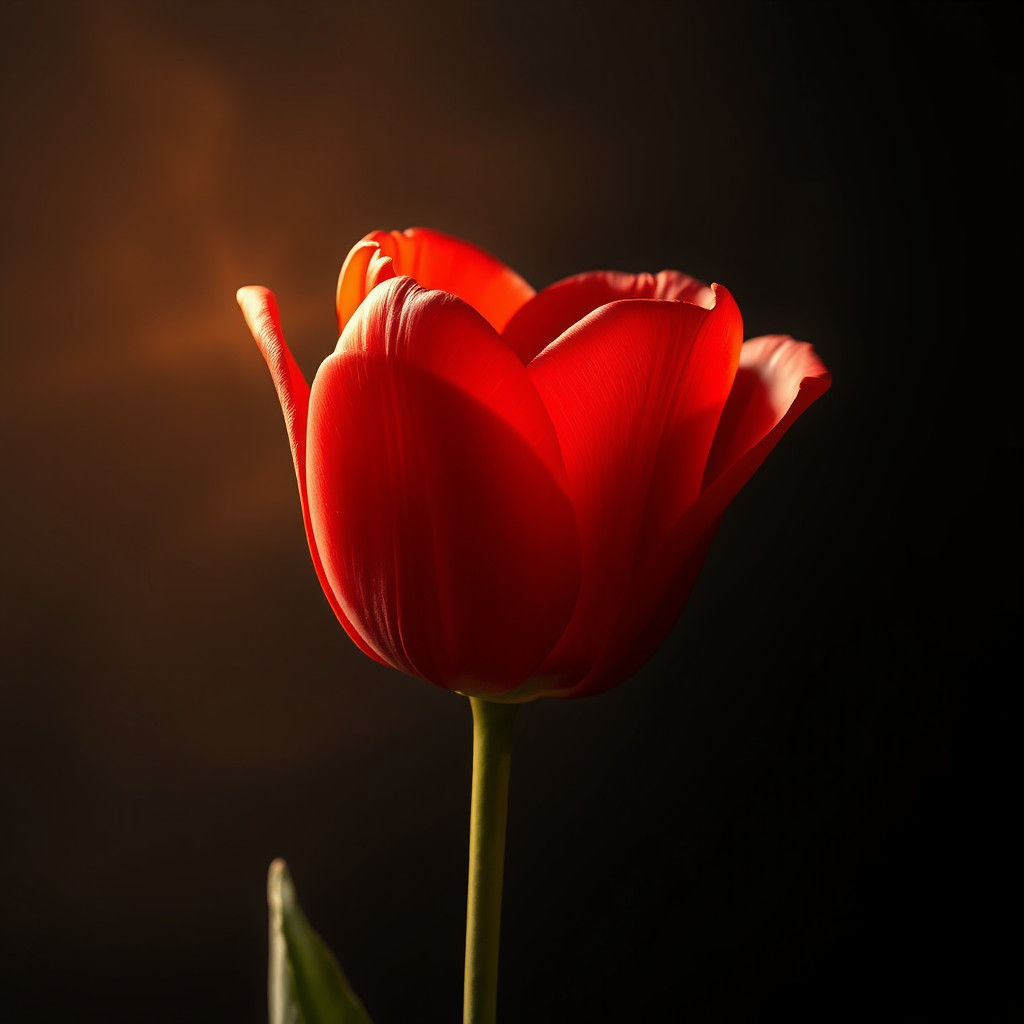 Red Tulip in Dreamlike Surrealist Style