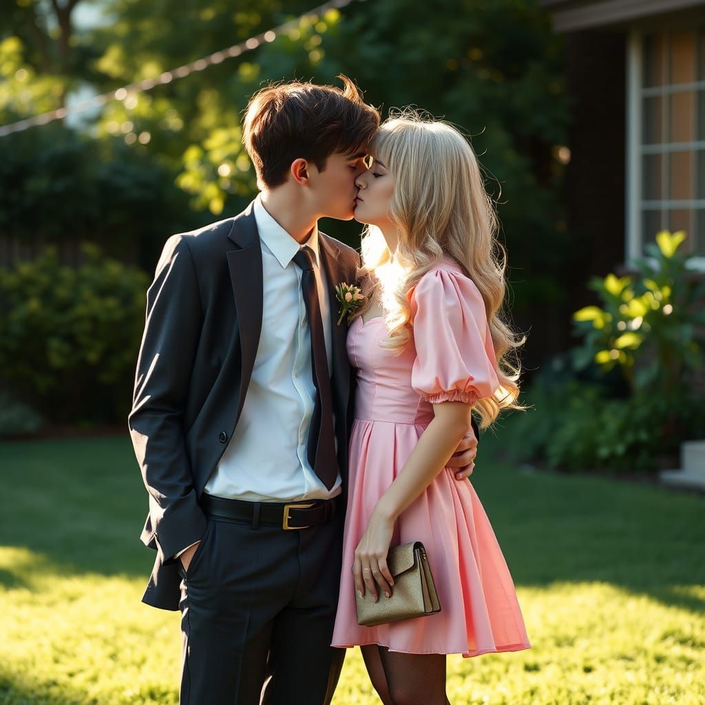 Tomboy Woman's Tender Kiss in a Cinematic Film Still Style