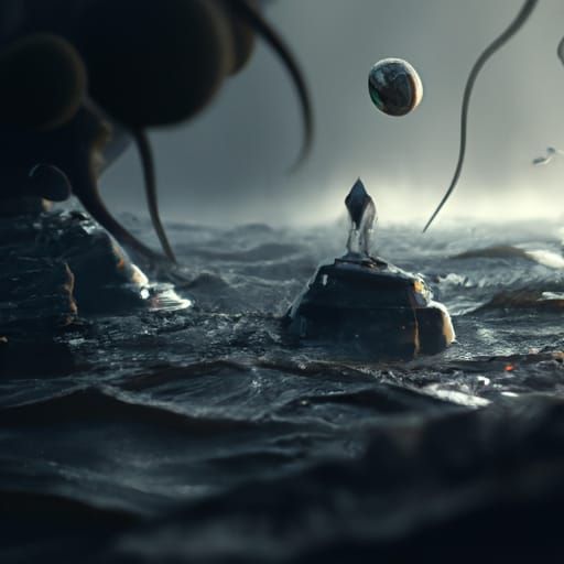 Ethereal Figures Emerge from Dark Void: Matte Painting