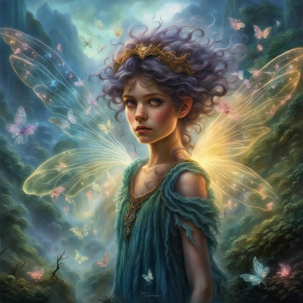 Ethereal Fairy with Crystal Wings: Detailed Matte Painting