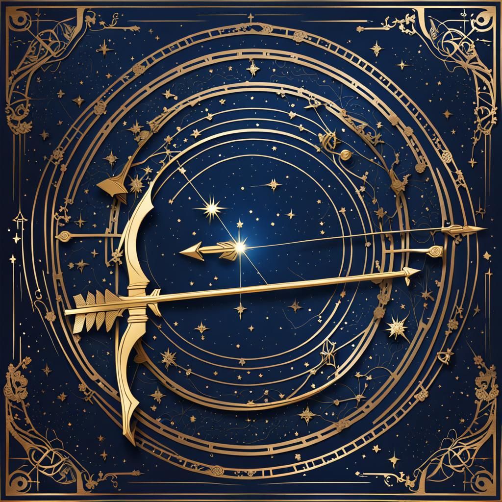 Sagittarius Zodiac Sign in Holographic Astral Illustration