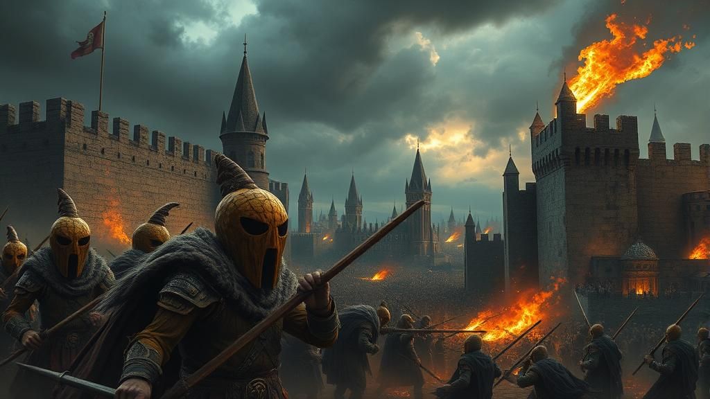 Medieval City Siege with Gourd-Headed Warriors