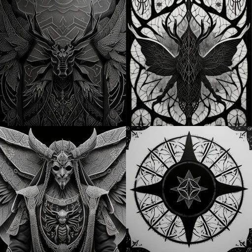 Dark Dotwork Tattoo Designs of Insectoid Cult Deities