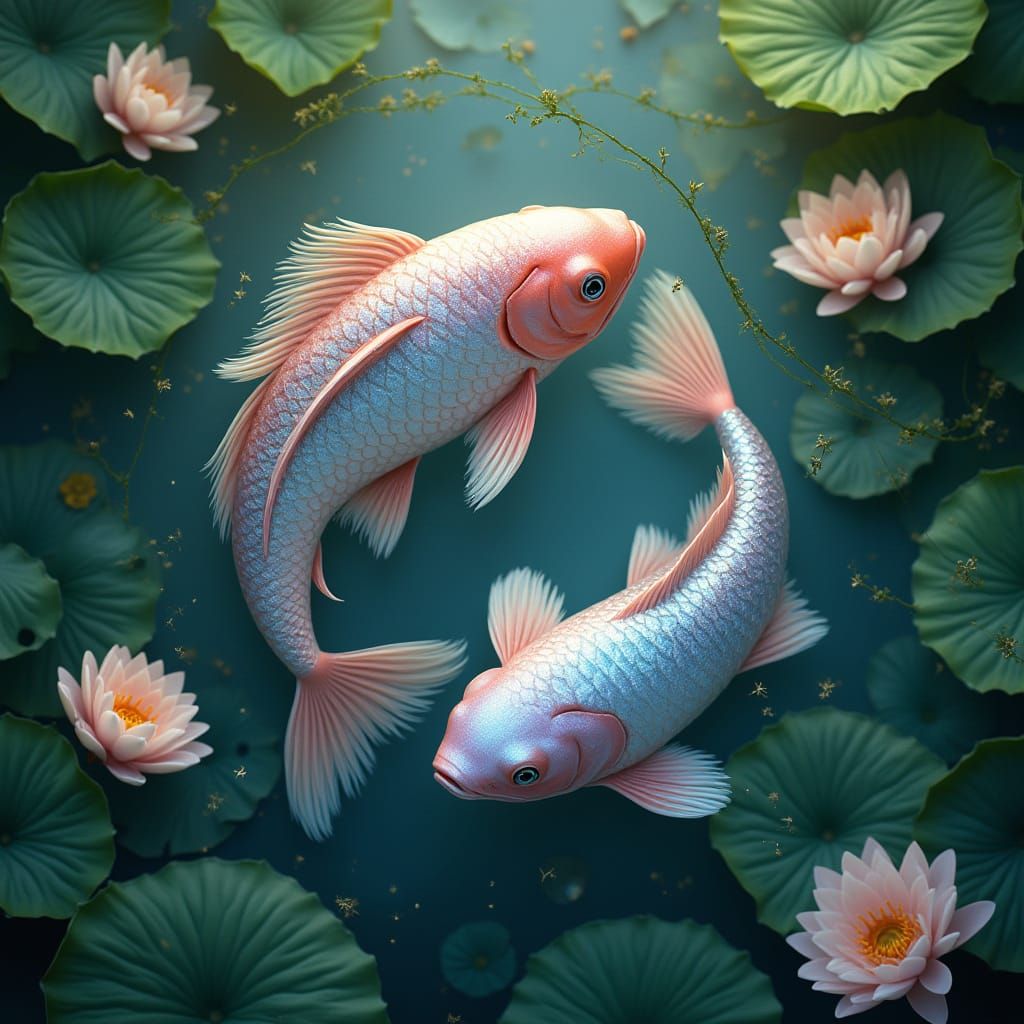Celestial Fish in Dreamy Aquatic Landscape