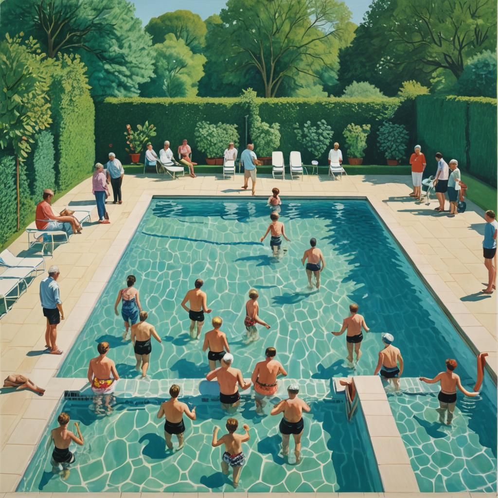Swimming Pool Scene in Pop Art Style