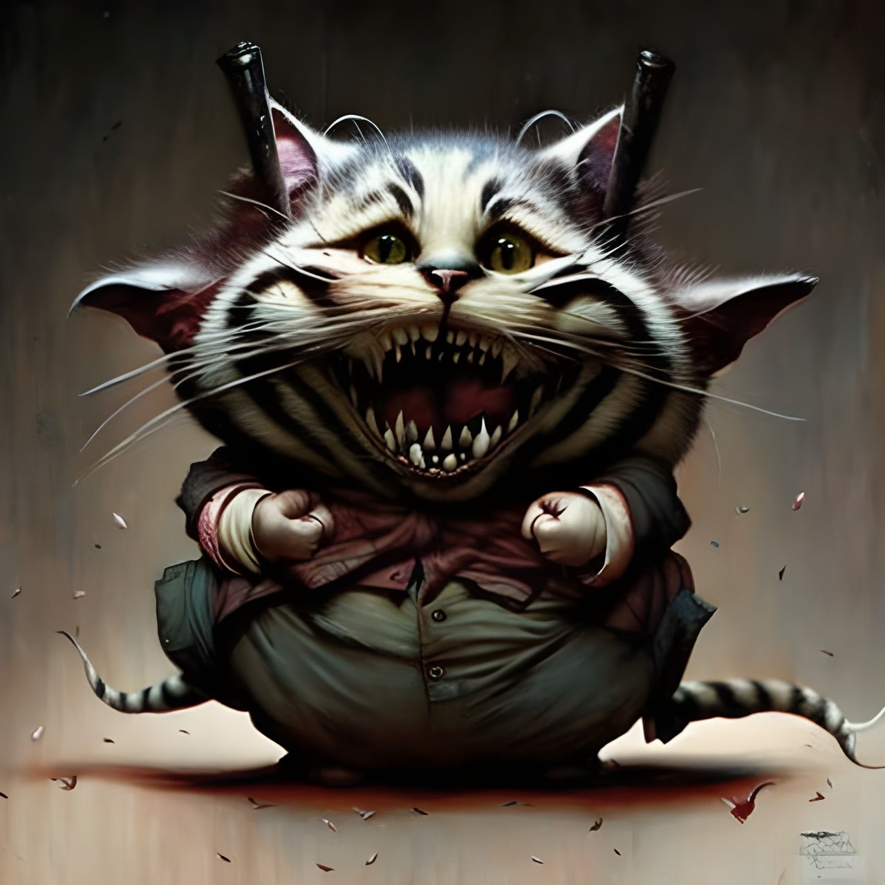 Menacing Cheshire Cat in Garish Style