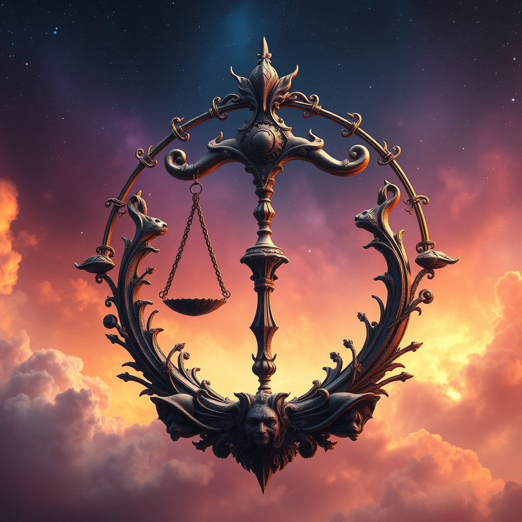 Libra Zodiac Sign in Detailed Matte Painting Style