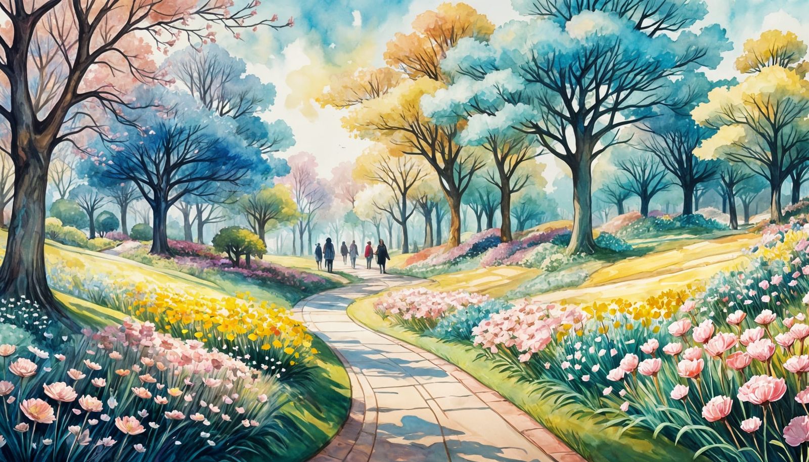 Spring Park in Arthur Rackham Style