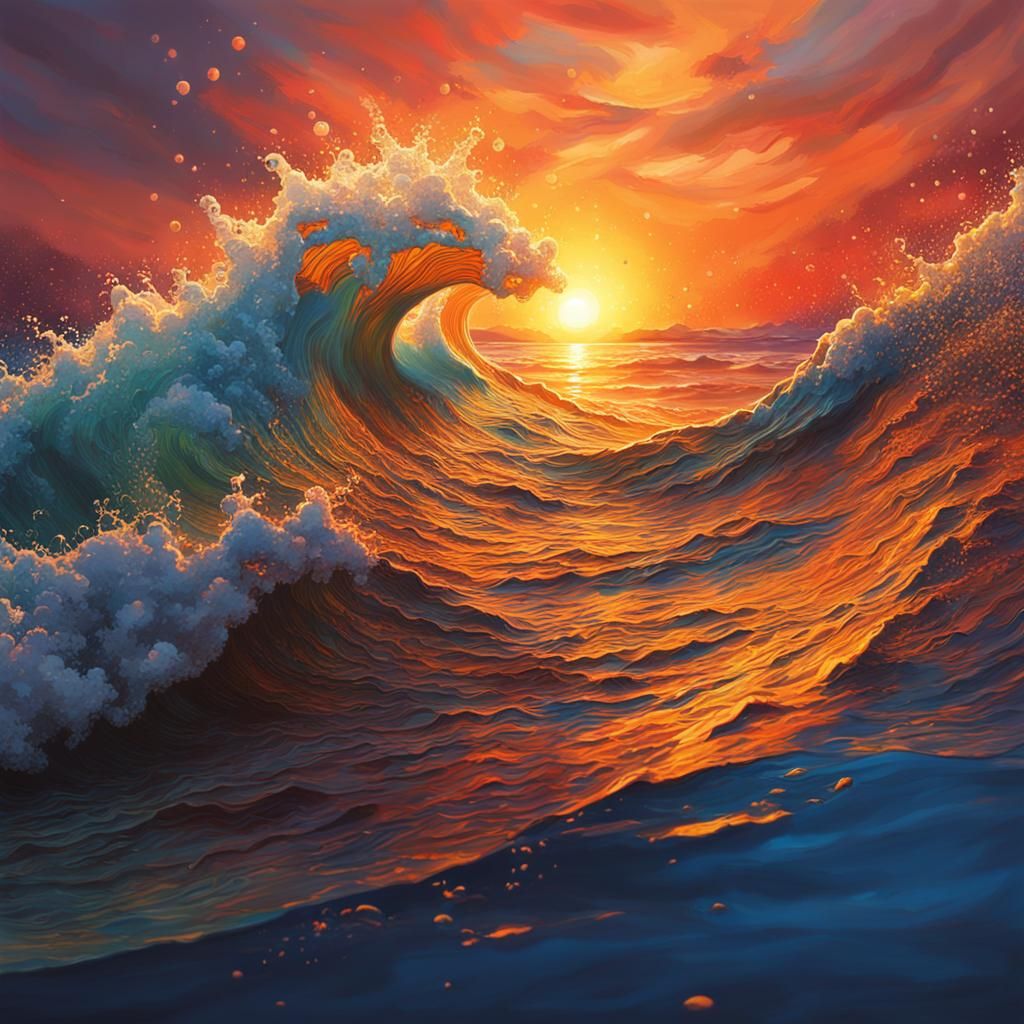 Dramatic Colorful Sunset in Hyperrealistic Style