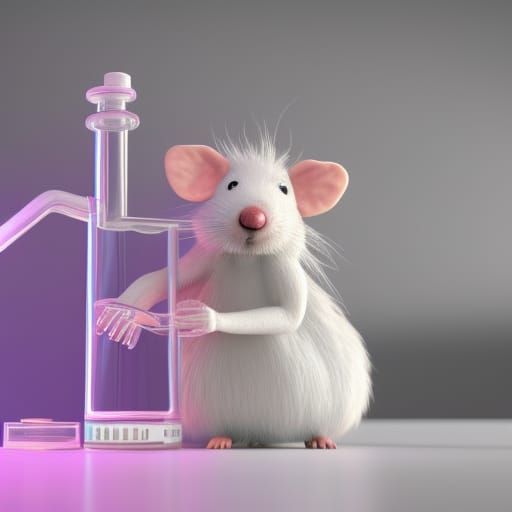 Pet Rat Chemist in Lab, 3D Render