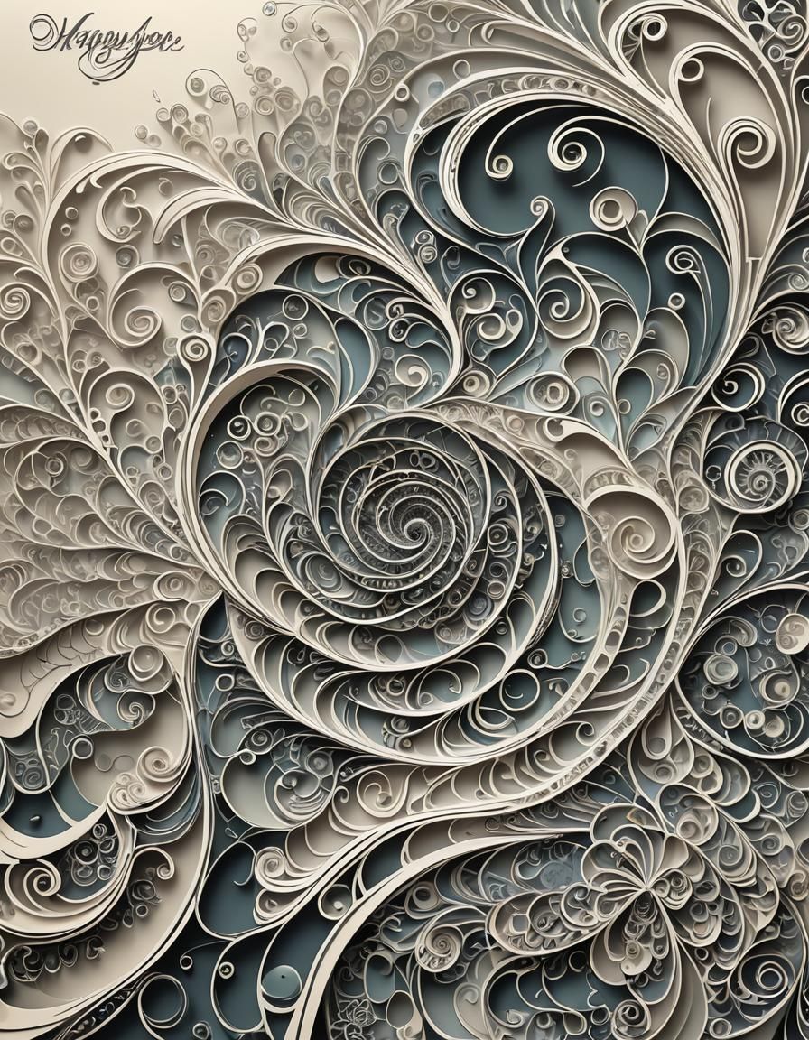 Happy Birthday Card with Abstract Fractal Design