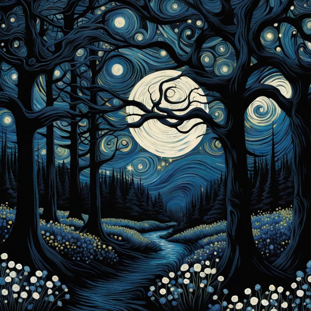 Eldritch Forest: A Gothic Van Gogh Nightmare