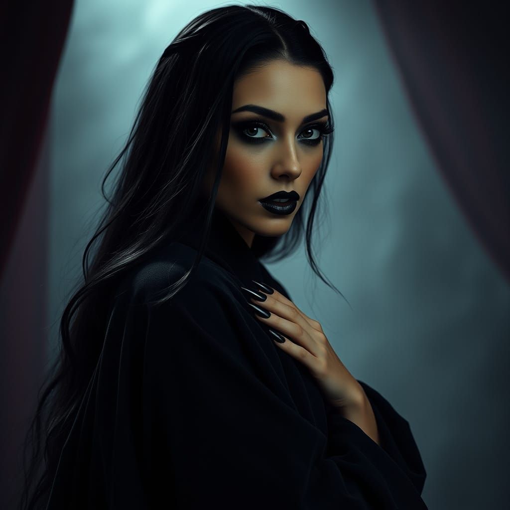 Dramatic Woman in Noir Style with High-Contrast Lighting