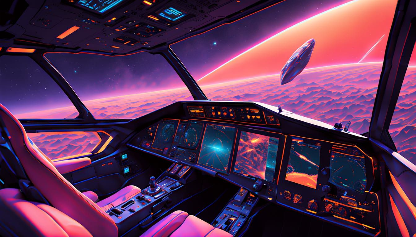 Mid-Century Futuristic Interplanetary Explorer Vehicle in Ne...