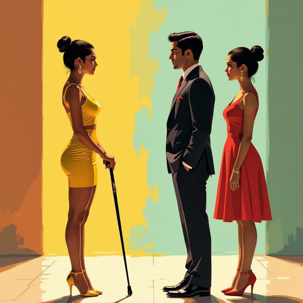 Tension Between Two Women in Yellow Miniskirts