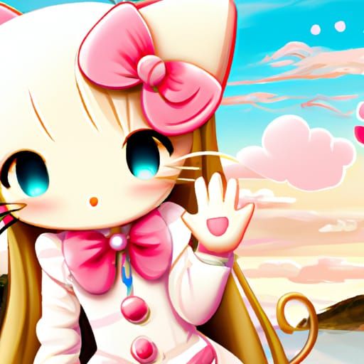 Hello Kitty in Anime Key Visual Style