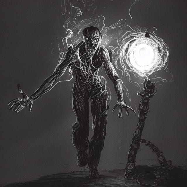Hyperdetailed Flamethrower in Film Noir Style