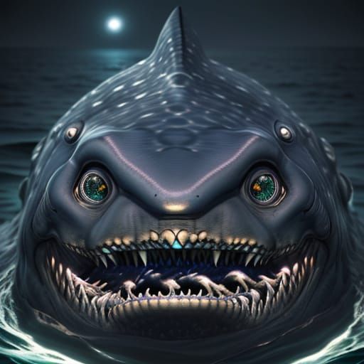 Cosmic Horror Whale Shark in Dark Ocean Depths