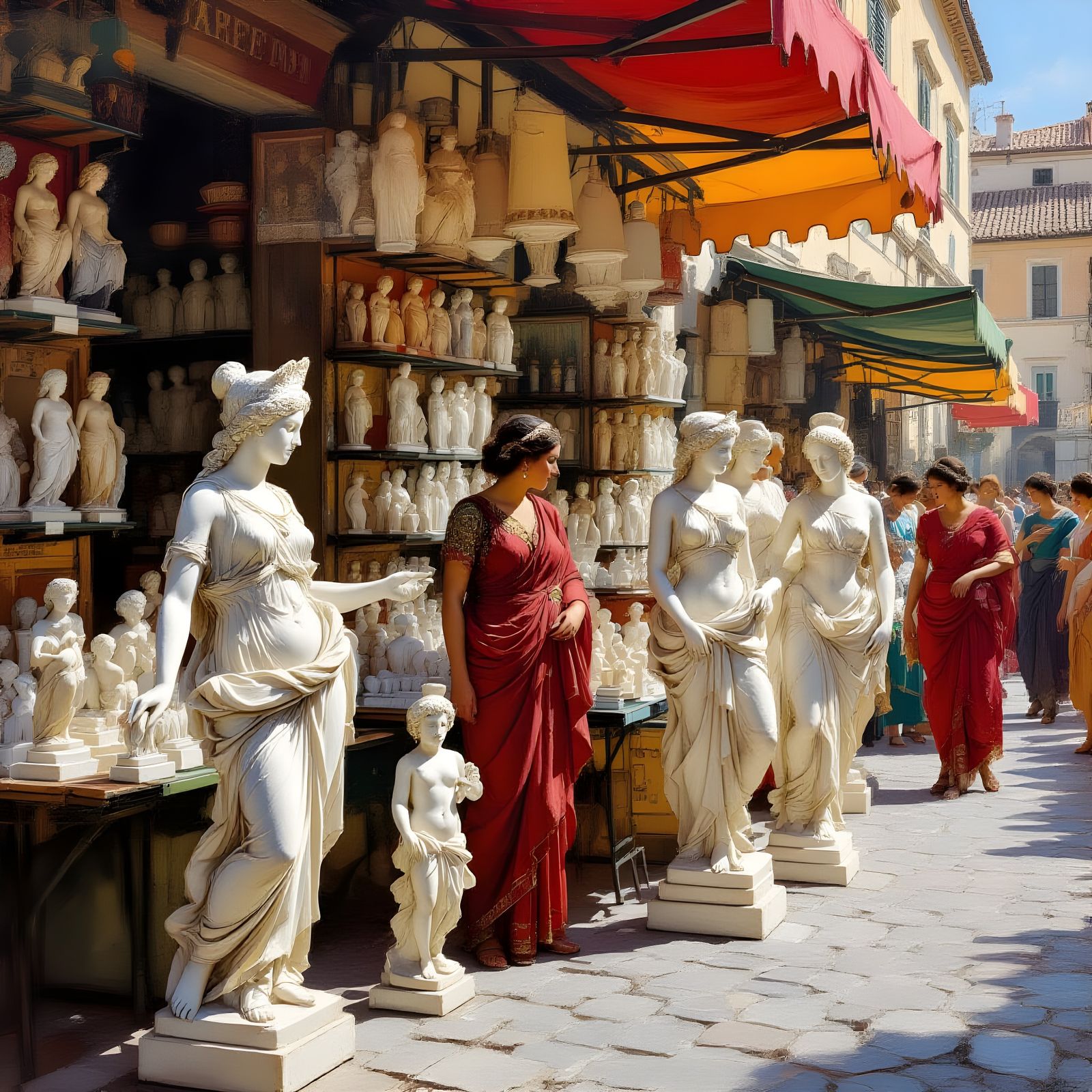 Ancient Roman Market Stall Selling Venus Statues