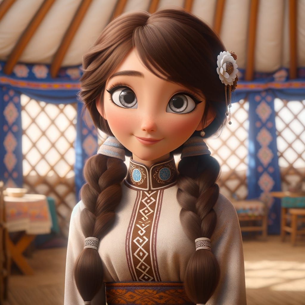 Innocent Adventurer in Traditional Yakut Costume, Animated S...