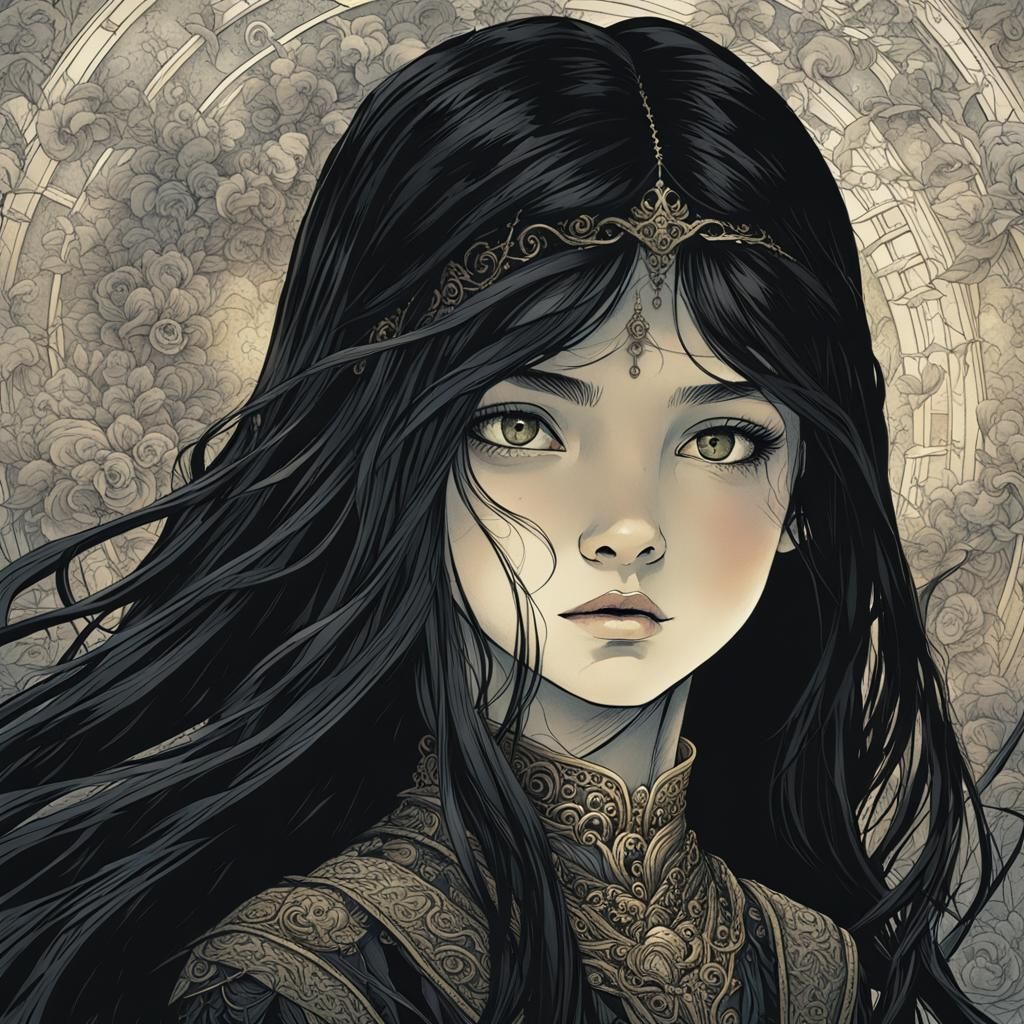 Dark Girl Embodiment in Michael Kaluta Style