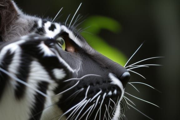 Unique Black Tiger with White Stripes and Blue Eyes