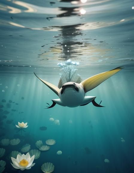 Underwater Lotus Pond: Hyper-Realistic Photography