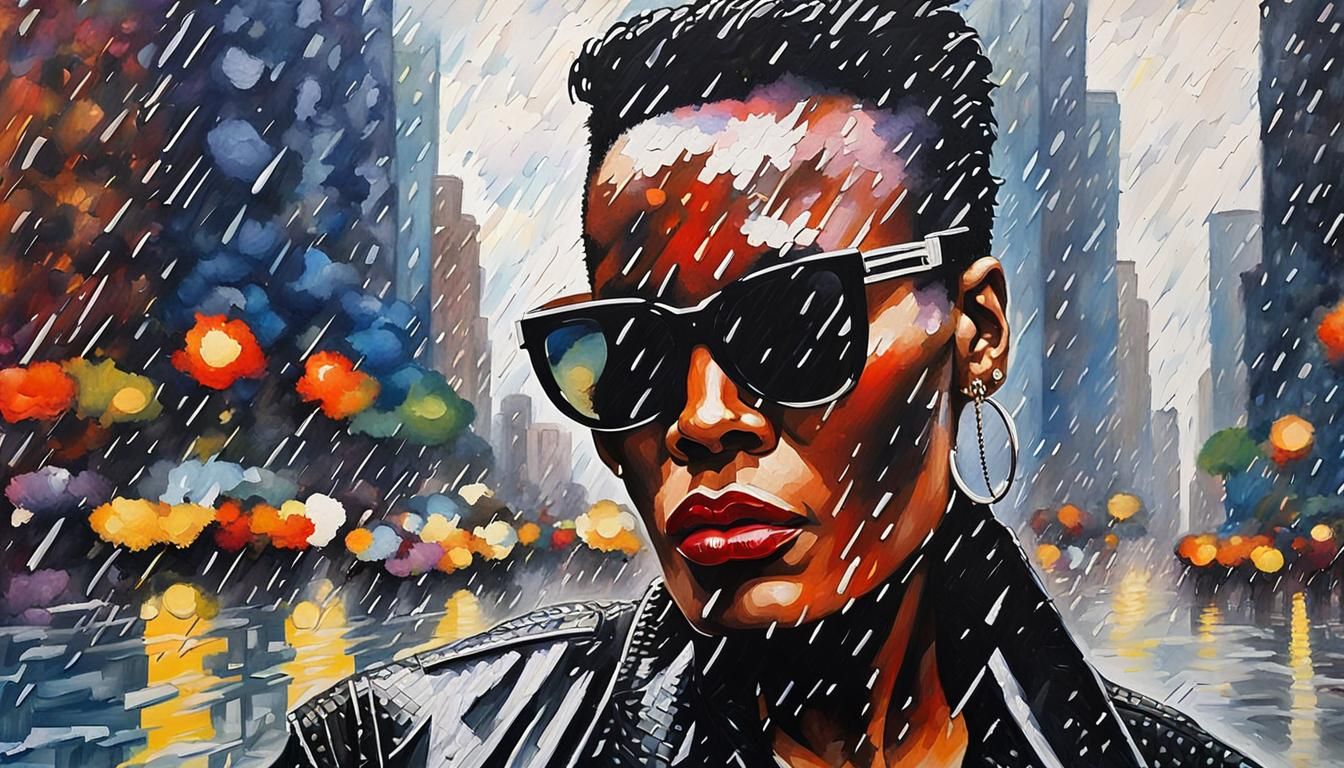 Grace Jones Portrait in Watercolor Pop Art Style