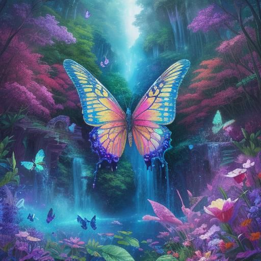 Butterfly Fairyland Dreamscape: Holographic Cosmic Illustrat...