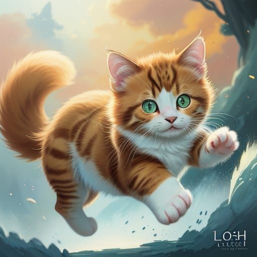 Adorable Calico Kitten Chases Red Laser Dot