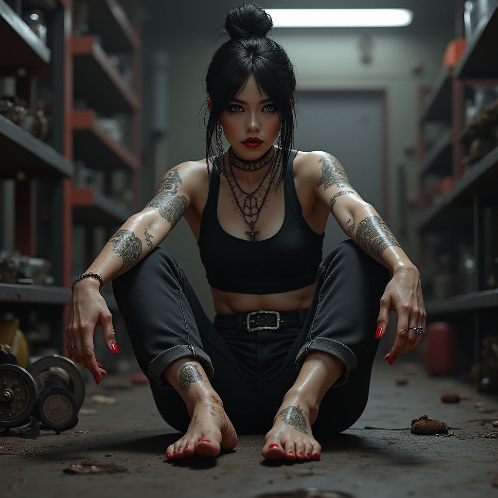 Goth Mechanic Mid-Selfie: Clockwork and Grime in 3D Anime St...