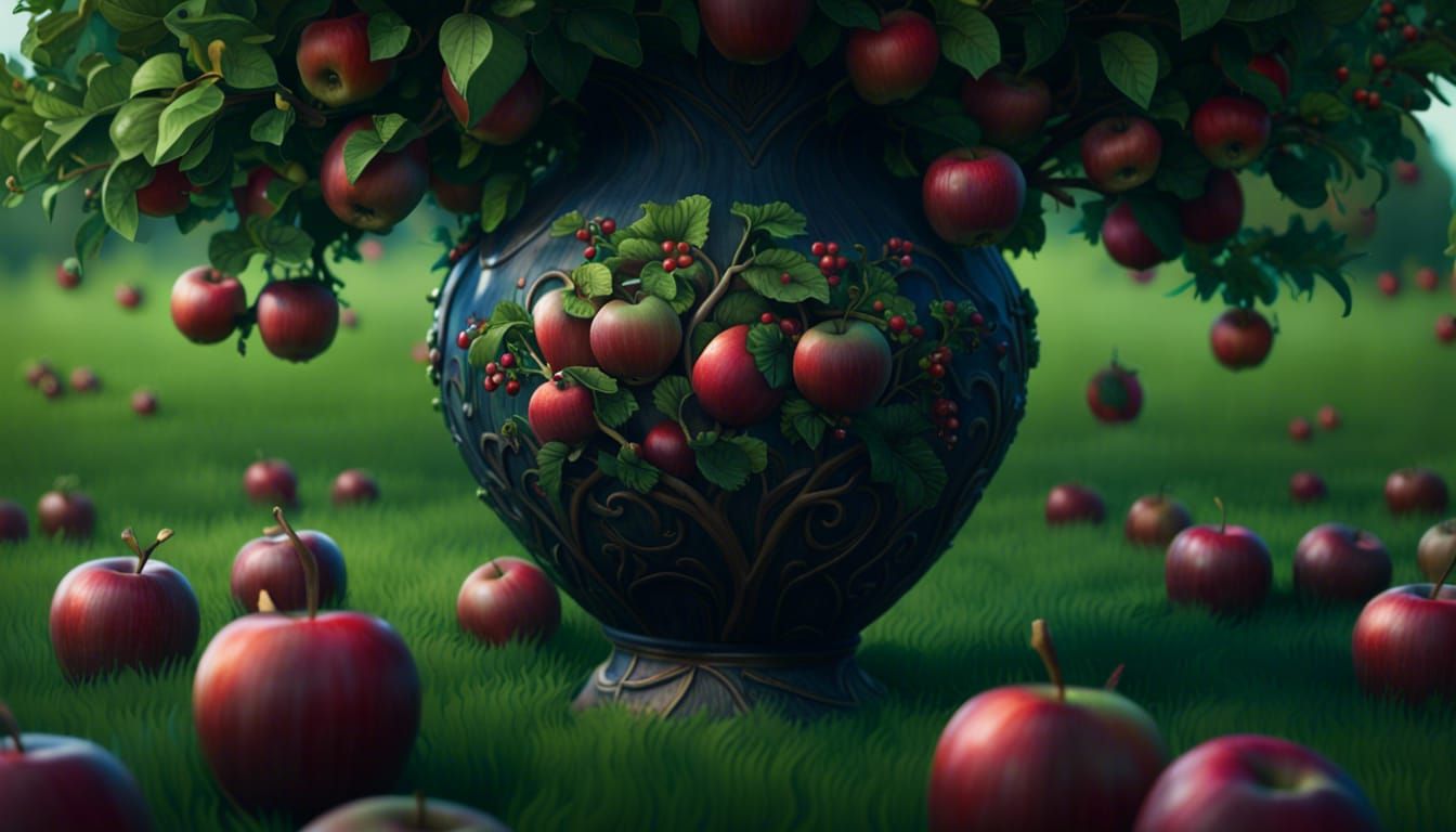 Vase with Apples: Detailed Matte Painting