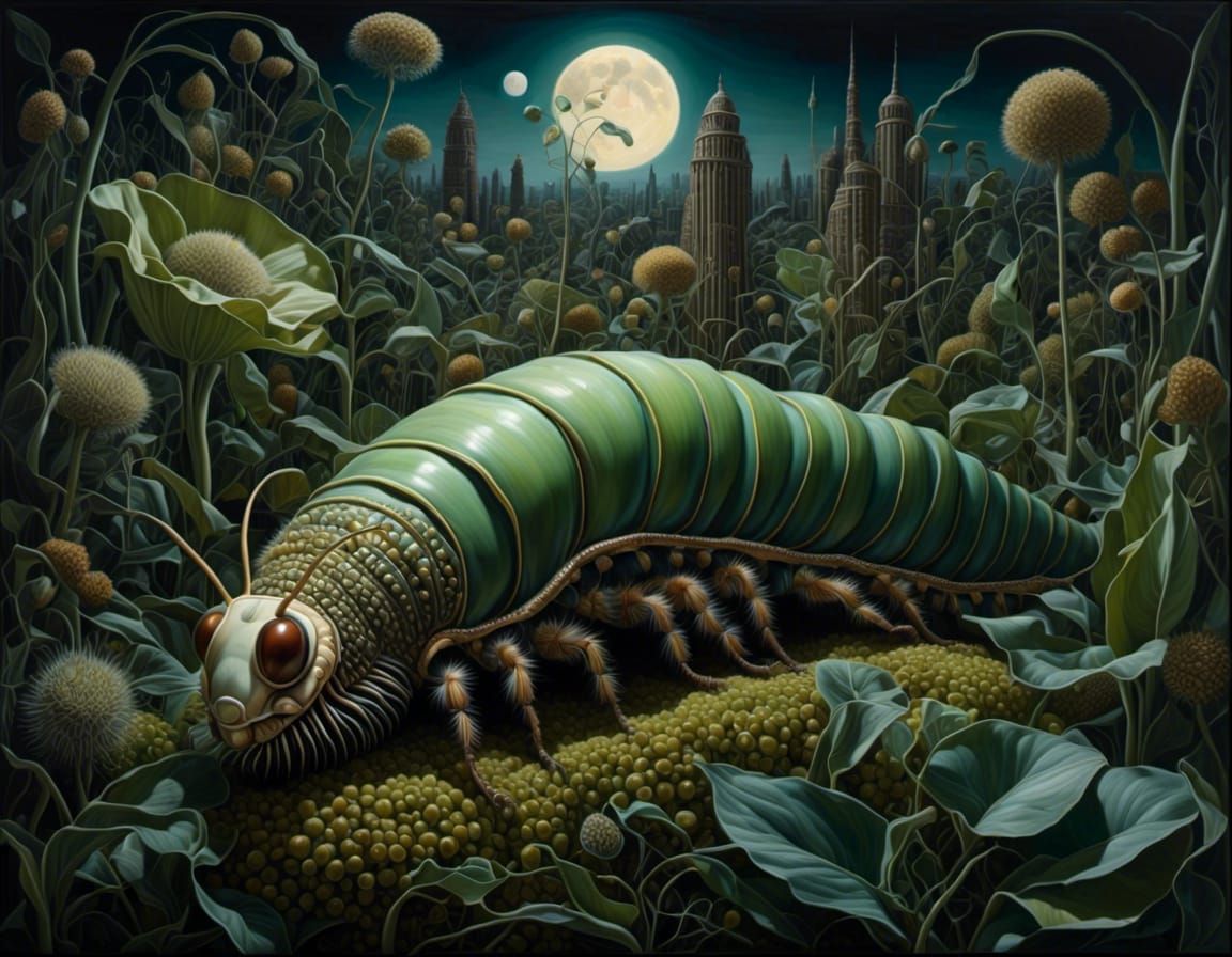 Lackey Caterpillar Crawling to City of Trees