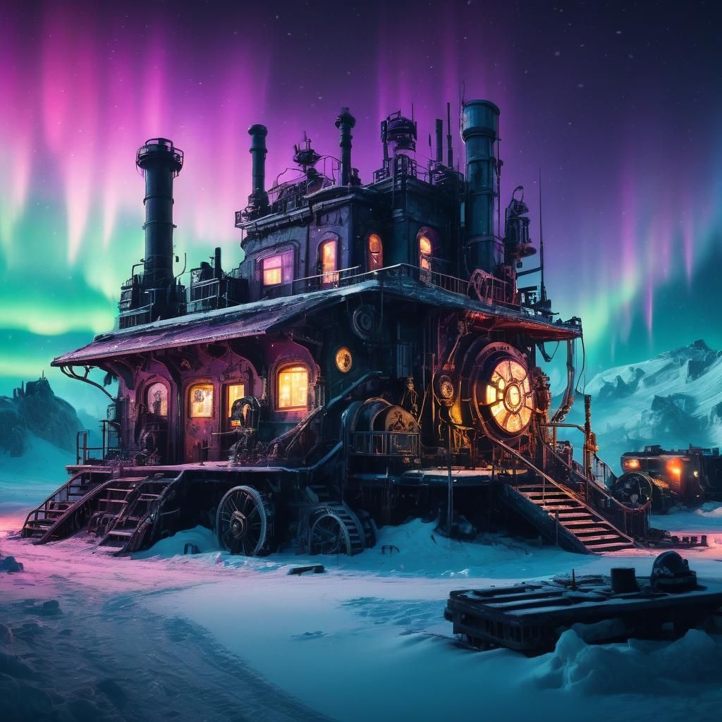 A Glimmering Steampunk Oasis in the Frozen Wilderness