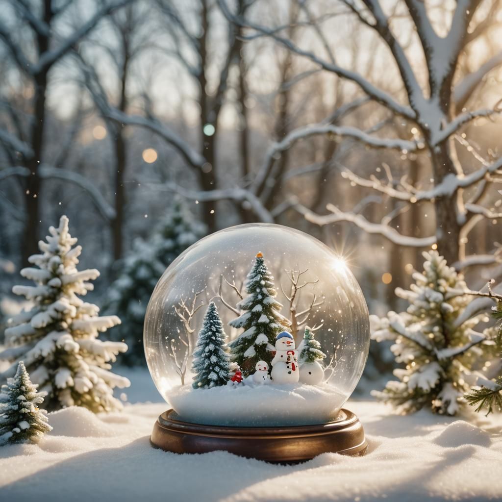 Dreamy Snow Globe with Snowman in Soft Light