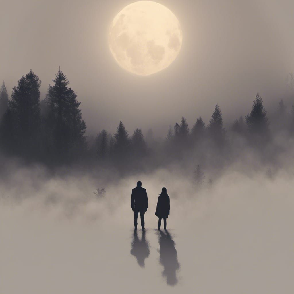 Eerie Shadow Figure on Foggy Field in Dark Fantasy Style