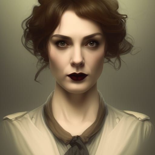 Female Sherlock Holmes. Foggy. London. Alluring. Short skirt. Gothic by gaslight. Dramatic pose.