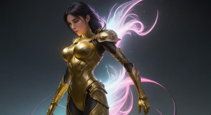 Iridescent Gold Armor: A Fantasy Digital Illustration