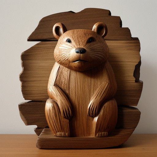 Whimsical Woodcarving of a Woodchuck