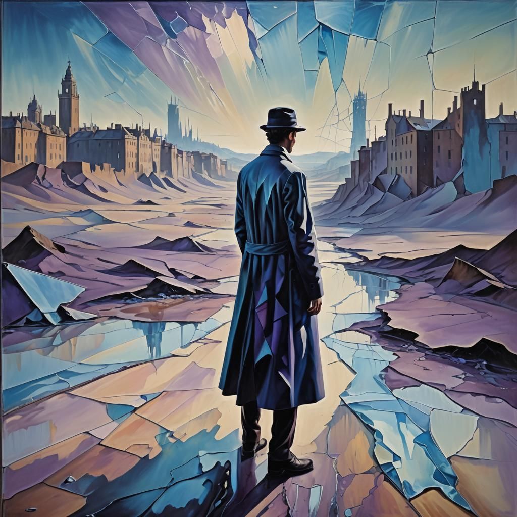 Eerie Figure in Desolate Surreal Landscape