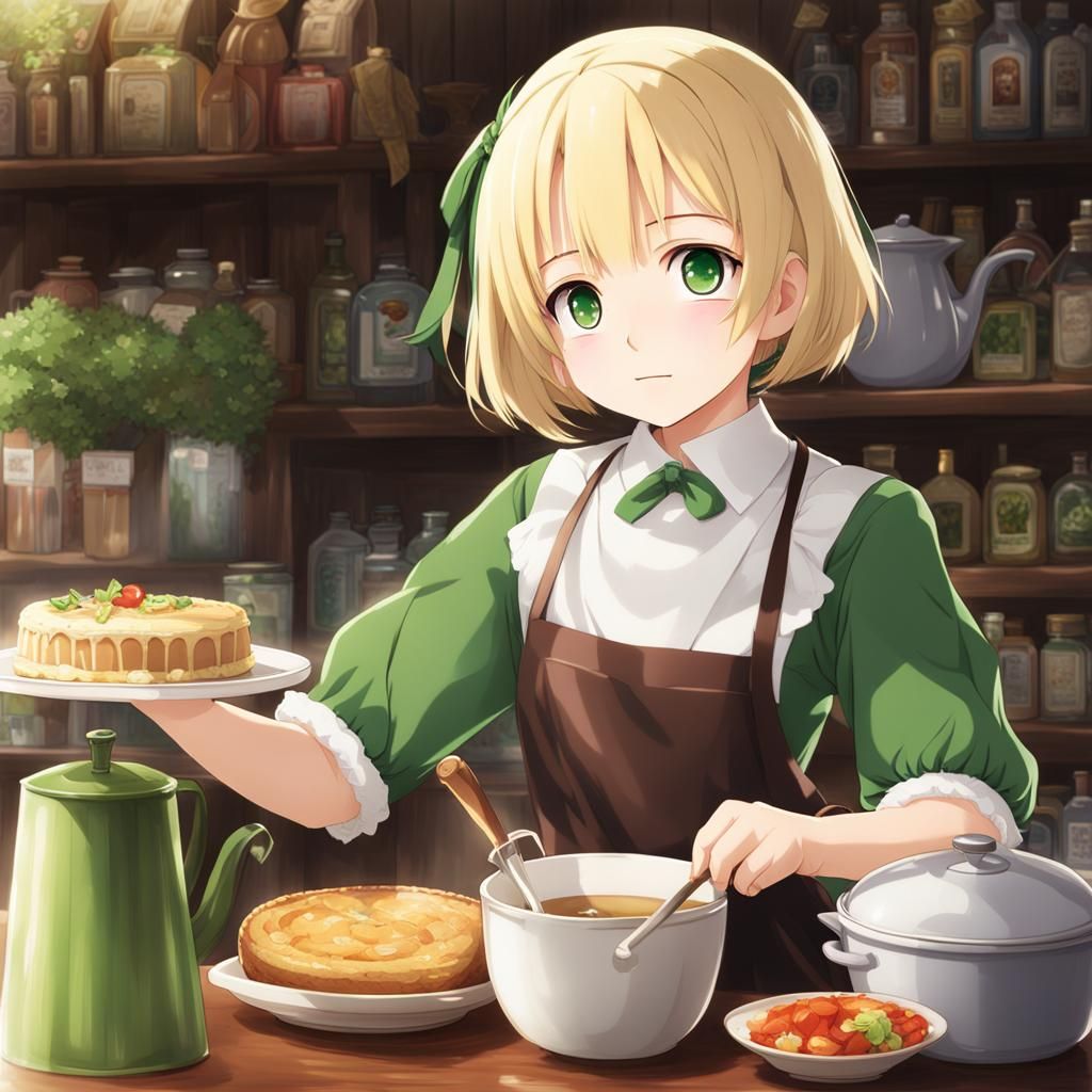 Anime-Style Image of Girl in Green Dress