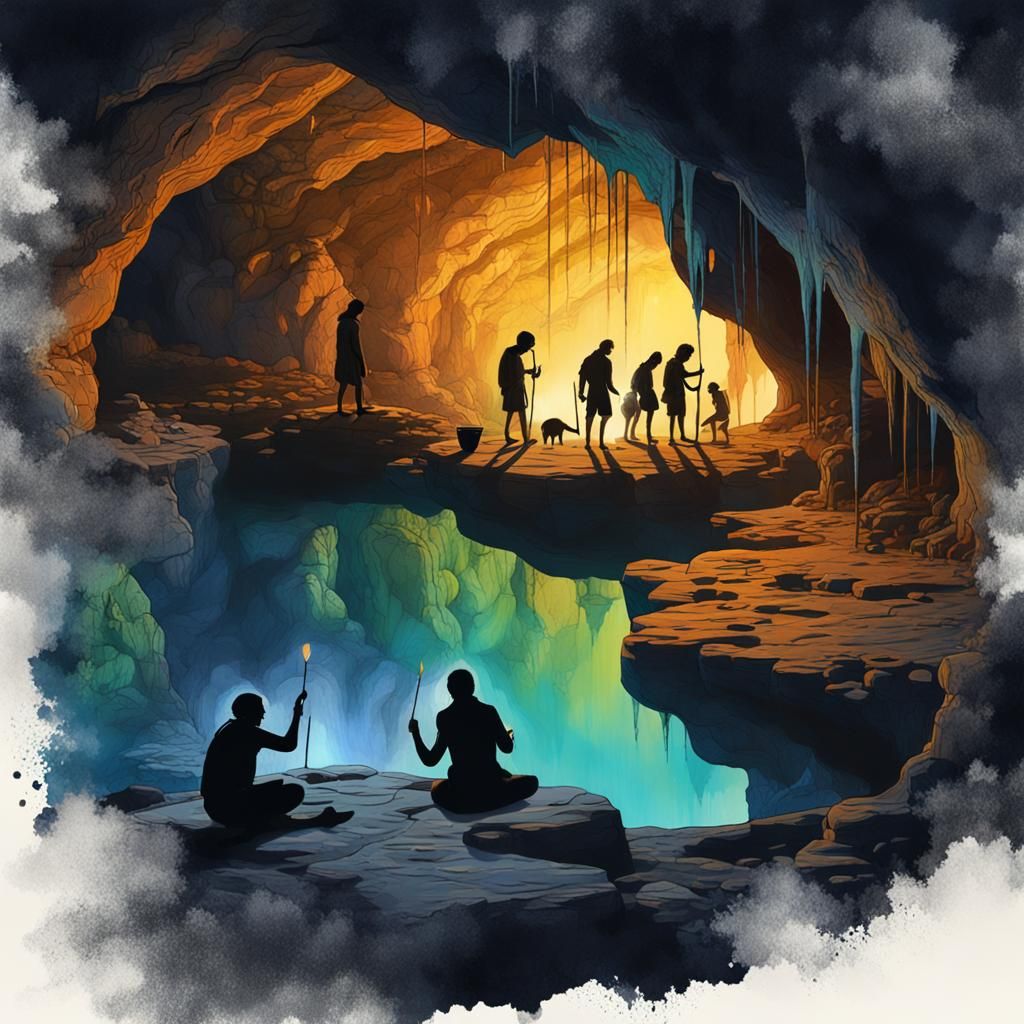 Cave Painting: Hominins in Tanzania National Park